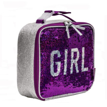Lunch box Insulated Soft Bag Mini Cooler Bag Reversible Sequin Lunch Bag For School Kids